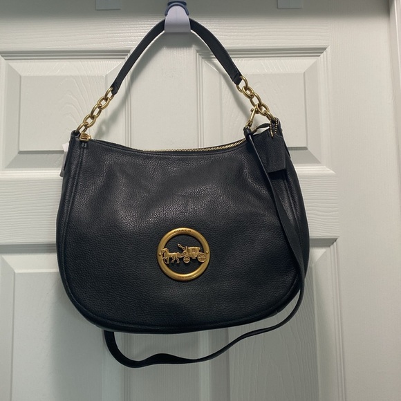 NWT Coach F31400 Elle Hobo Black Leather Handbag/ Crossbody Bag / Old Brass - Picture 2 of 10